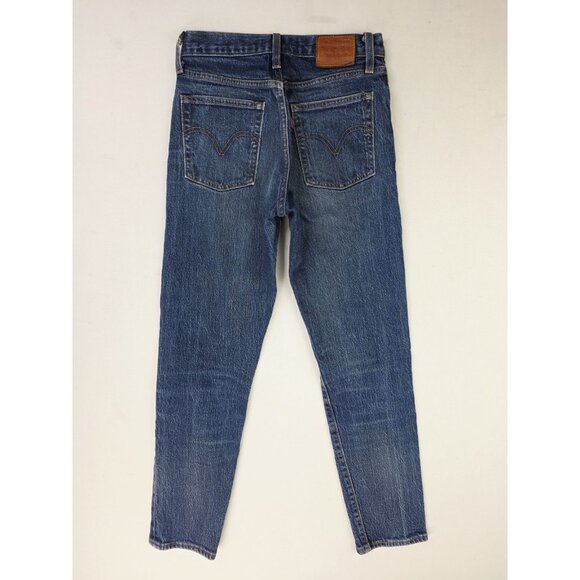 Levi's Size 25X28 Womens Wedgie Button Fly Blue Denim 5 Pocket Logo Tag Jeans - Picture 1 of 15
